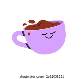 Coffee shop or cafe logo or print design with walking cup of coffee mascot and typographic composition 
