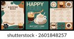 coffee shop and cafe menu mockup template design, vector illustration of coffee flat style, food and drink concept, poster and promotion, coffee cup of espresso, americano, mocha, latte and flat white