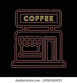 Coffee shop cafe neon outline style design
