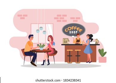 Coffee Shop Cafe People Sitting Tables Stock Vector (Royalty Free ...