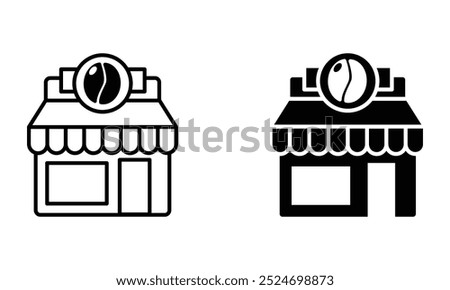 Coffee shop, cafe and restaurant building icon vector