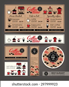 Coffee shop cafe set menu graphic design template