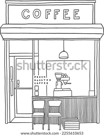 Coffee shop Cafe sketch Small Business Hand drawn line art illustration