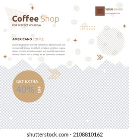 Coffee Shop Cafe Social Media Post Template Promotion Photo Space