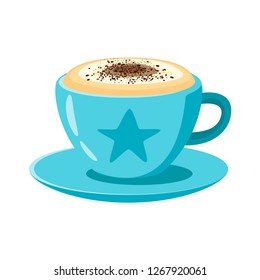 Coffee shop cappuccino cup icon for menu design. Vector illustration, isolated on white background.