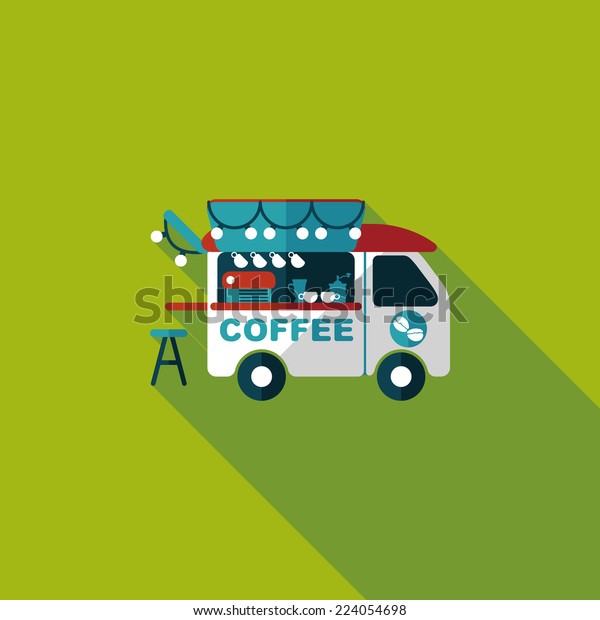 Coffee shop car
flat icon with long
shadow,eps10