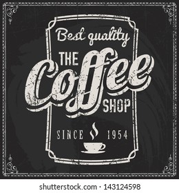 Coffee Shop Chalkboard Chalk Sign Type Logo Lettering Vector Typography Coffee Shop Label With Retro Vintage Styled Design Chalk Lettering Coffee Shop Chalkboard Chalk Sign Type Logo Lettering Vector