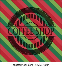 Coffee Shop christmas badge background.