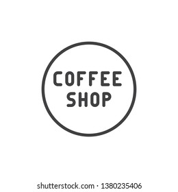 Coffee shop circle label line icon. linear style sign for mobile concept and web design. Coffee shop sticker outline vector icon. Symbol, logo illustration. Pixel perfect vector graphics