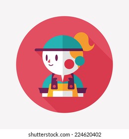 Coffee shop clerk flat icon with long shadow,eps10