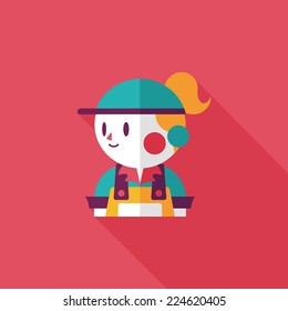 Coffee shop clerk flat icon with long shadow,eps10
