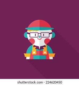 Coffee shop clerk flat icon with long shadow,eps10