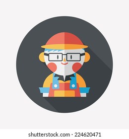 Coffee shop clerk flat icon with long shadow,eps10