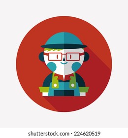 Coffee shop clerk flat icon with long shadow,eps10
