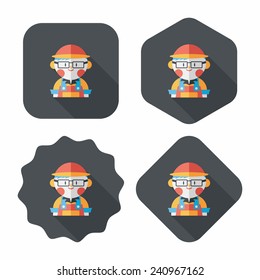 Coffee shop clerk flat icon with long shadow,eps10