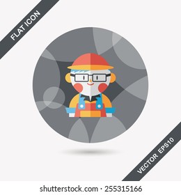 Coffee shop clerk flat icon with long shadow,eps10