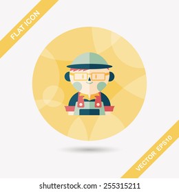 Coffee shop clerk flat icon with long shadow,eps10