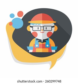 Coffee shop clerk flat icon with long shadow,eps10
