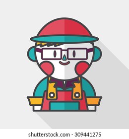 Coffee shop clerk flat icon with long shadow,eps10