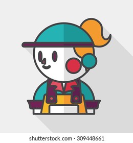 Coffee shop clerk flat icon with long shadow,eps10