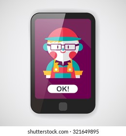 Coffee shop clerk flat icon with long shadow,eps10