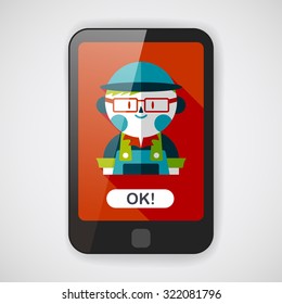 Coffee shop clerk flat icon with long shadow,eps10