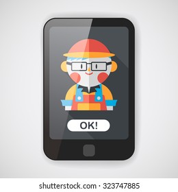 Coffee shop clerk flat icon with long shadow,eps10