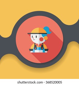 Coffee shop clerk flat icon with long shadow,eps10