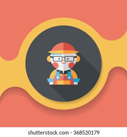 Coffee shop clerk flat icon with long shadow,eps10