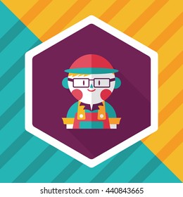 Coffee shop clerk flat icon with long shadow,eps10