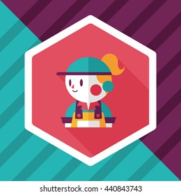 Coffee shop clerk flat icon with long shadow,eps10