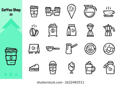 Coffee Shop Collection Icon Set Lineart Style