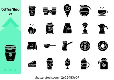 Coffee Shop Collection Icon Set Glyph Style