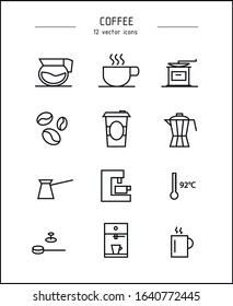 Coffee and coffee shop. Collection of vector icons