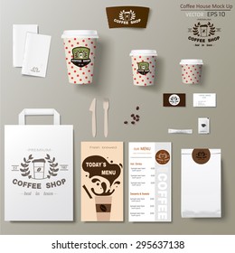 Coffee Shop Corporate Branding Identity Template Design Set. Take Away Mock Up
