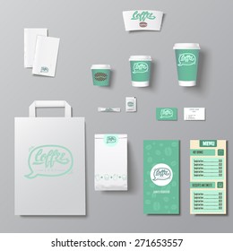 Coffee shop corporate identity template design set with lettering logo
