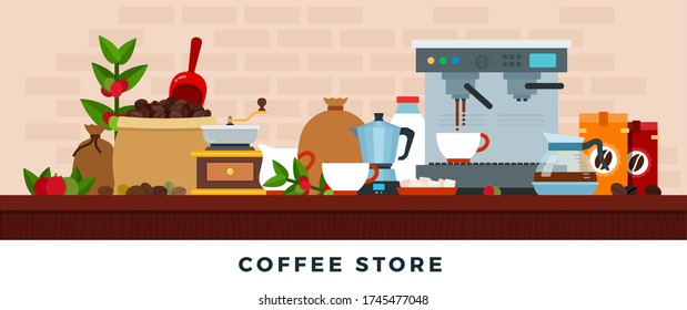 Coffee Shop counter vector flat isolated