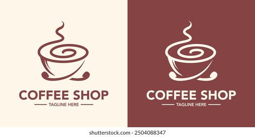 Diseño creativo del logotipo de la cafetería. Logotipo minimalista del café expreso