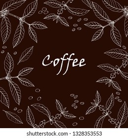 Coffee shop design with branch and berries. Vector illustration.