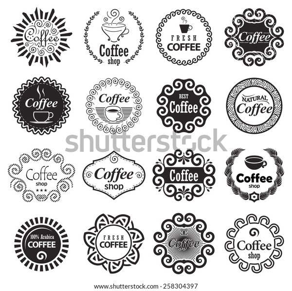 Coffee Shop Design Elements Vintage Style Stock Vector Royalty Free 258304397