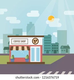 Coffee Shop Design Flat Design