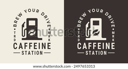 Coffee shop design including a gas pump and the slogan brew your drive.