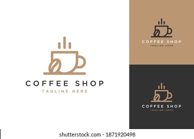 coffee shop design logo or a cup of coffee with coffee beans