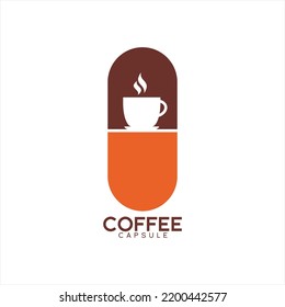 Coffee shop design logo vector with capsule concept.