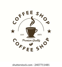 Coffee shop design template with coffee cups. modern vintage coffee shop logo