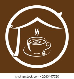 a coffee shop design that uses a mix of home and a cup of coffee, complete with two coffee beans