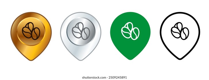 Coffee shop destination pinpoint place address navigation coffeehouse map location direction collection design icons set