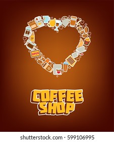 Coffee Shop - Doodle Elements Poster. Thin Line Icons. Vector Illustration