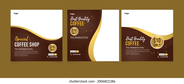 Coffee Shop Drink Menu Promotion Social Media Post Banner Template