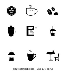 coffee shop elements collection  vector illustration

